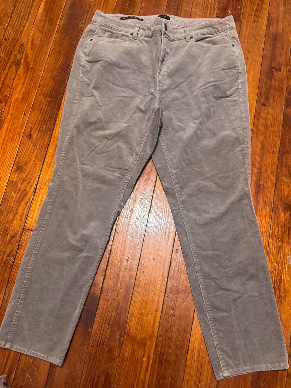 Talbots Women's 16W Gray Corduroy Straight Leg Pants 5-Pocket